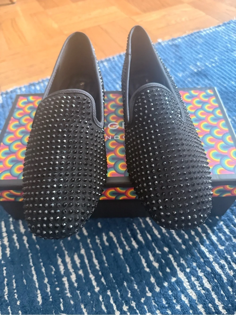 Kurt Geiger Black Crystal Slip-On Loafers Size 40 (US 9)